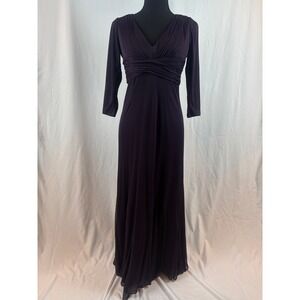Alex Evenings Dark Plum Long Sleeve Maxi Dress